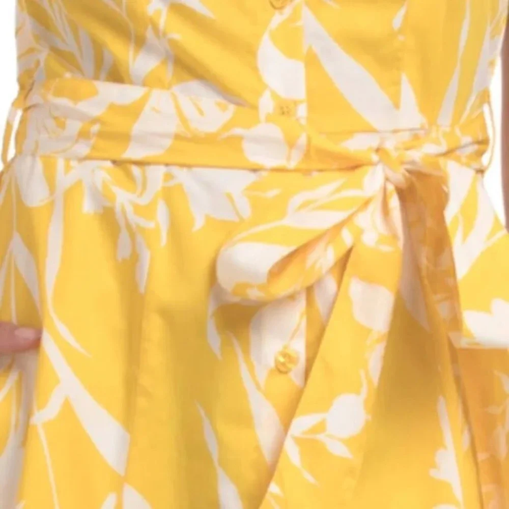 Calvin Klein Womens Yellow Floral Cotton Sleeveless Midi Shirt Dress CD5G3HX4 6 - Picture 14 of 14